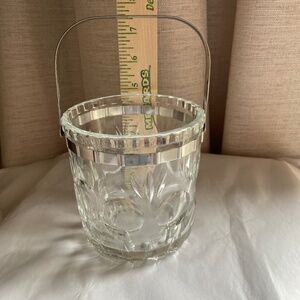 Vintage Ornate Glass Ice Bucket with Handle EXC